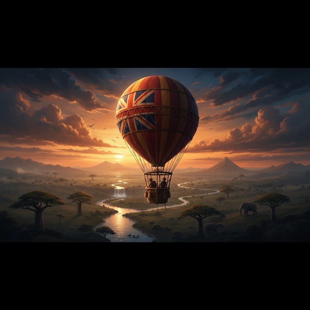 Five Weeks in a Balloon / Or, Journeys and Discoveries in Africa by Three Englishmen — mood scene